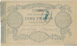 5 Francs Annulé FRANCE regionalism and various Le Mans 1870 JER.72.01 VF