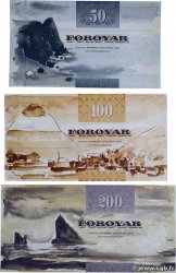 50, 100 et 200 Kronur Lot FAEROE ISLANDS  2001 P.24 au P.26 UNC