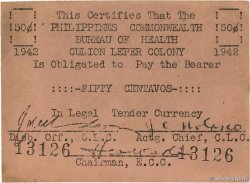 50 Centavos PHILIPPINES Culion 1942 PS.244 VF