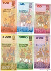 20 au 5000 Rupees Lot SRI LANKA  2010 P.123a au  P.128a UNC