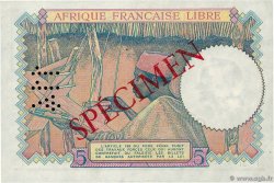 5 Francs Spécimen FRENCH EQUATORIAL AFRICA Brazzaville 1941 P.06s AU+