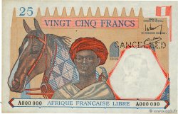 25 Francs Spécimen AFRIQUE ÉQUATORIALE FRANÇAISE Brazzaville 1941 P.07s SPL