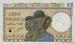 100 Francs Spécimen AFRIQUE ÉQUATORIALE FRANÇAISE Brazzaville 1941 P.08s fST+