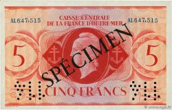 5 Francs Spécimen AFRIQUE ÉQUATORIALE FRANÇAISE  1944 P.15as UNC