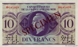 10 Francs Spécimen AFRIQUE ÉQUATORIALE FRANÇAISE  1944 P.16as FDC