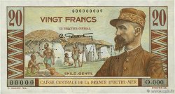 20 Francs Émile Gentil Spécimen AFRIQUE ÉQUATORIALE FRANÇAISE  1946 P.22s q.FDC