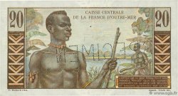 20 Francs Émile Gentil Spécimen AFRIQUE ÉQUATORIALE FRANÇAISE  1946 P.22s q.FDC