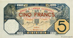 5 Francs DAKAR FRENCH WEST AFRICA Dakar 1922 P.05Bb UNC-