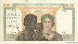 1000 Francs FRENCH WEST AFRICA  1945 P.24 VF