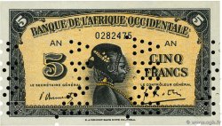 5 Francs Annulé FRENCH WEST AFRICA  1942 P.28- UNC