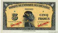 5 Francs Spécimen FRENCH WEST AFRICA  1942 P.28s1b