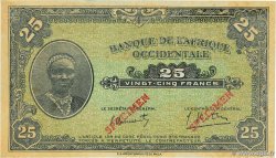 25 Francs Spécimen FRENCH WEST AFRICA  1942 P.30s fST+
