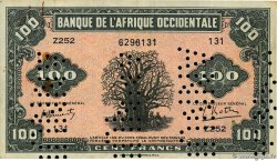 100 Francs Spécimen FRENCH WEST AFRICA  1942 P.31as VF+