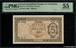 5 Francs Palestine DJIBOUTI  1945 P.14 AU