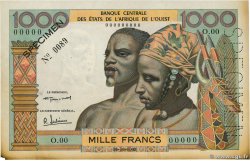 1000 Francs WEST AFRIKANISCHE STAATEN  1959 P.004s fVZ