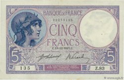 5 Francs FEMME CASQUÉE FRANCE  1917 F.03.01 VF+