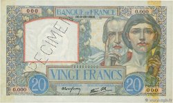 20 Francs TRAVAIL ET SCIENCE Spécimen FRANKREICH  1939 F.12.01Sp VZ+