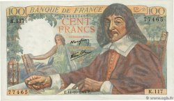 100 Francs DESCARTES FRANCE  1944 F.27.08 UNC