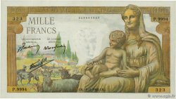 1000 Francs DÉESSE DÉMÉTER FRANCIA  1943 F.40.40 q.FDC