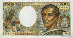 200 Francs MONTESQUIEU Fauté FRANCE  1984 F.70.04 SUP
