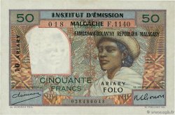 50 Francs - 10 Ariary MADAGASCAR  1961 P.051a VF