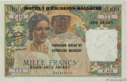 1000 Francs - 200 Ariary MADAGASCAR  1952 P.054 XF