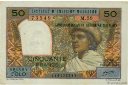 50 Francs - 10 Ariary MADAGASKAR  1962 P.061 fVZ
