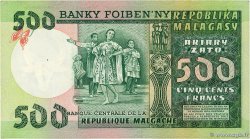 500 Francs - 100 Ariary MADAGASCAR  1974 P.064a XF-