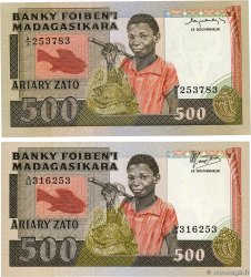 500 Francs - 100 Ariary Lot MADAGASCAR  1983 P.067a/b UNC-
