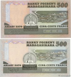 500 Francs - 100 Ariary Lot MADAGASCAR  1983 P.067a/b UNC-