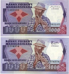 1000 Francs - 200 Ariary Lot MADAGASCAR  1983 P.068a/b UNC