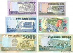 500 Francs - 100 Ariary au 25000 Francs - 5000 Ariary Lot MADAGASCAR  1988 P.071 au P.074A UNC-