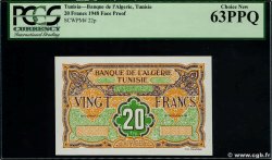20 Francs Épreuve TUNISIE  1948 P.22p pr.NEUF