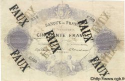 50 Francs INDICES NOIRS FRANCE  1875 F.A38.09 TTB