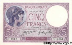 5 Francs FEMME CASQUÉE FRANCE  1924 F.03.08 SUP+