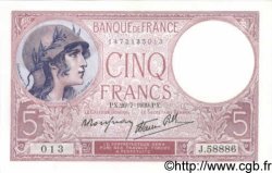 5 Francs FEMME CASQUÉE modifié FRANCE  1939 F.04.02 SPL+