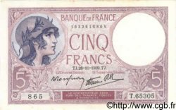 5 Francs FEMME CASQUÉE modifié FRANCE  1939 F.04.13 SPL