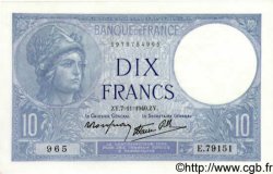 10 Francs MINERVE modifié FRANCE  1940 F.07.19 pr.NEUF