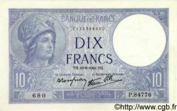 10 Francs MINERVE modifié FRANCE  1941 F.07.29 NEUF