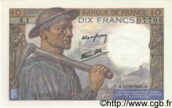 10 Francs MINEUR FRANCE  1941 F.08.01