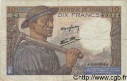 10 Francs MINEUR FRANCE  1941 F.08.01 pr.TTB