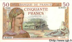 50 Francs CÉRÈS modifié FRANCE  1938 F.18.15 SUP+ à SPL
