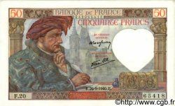50 Francs JACQUES CŒUR FRANCE  1940 F.19.03 pr.NEUF