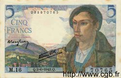 5 Francs BERGER FRANCE 1943 F.05.01