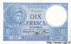 10 Francs MINERVE modifié FRANCE  1939 F.07.10 SUP