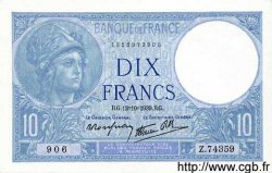 10 Francs MINERVE modifié FRANCE  1939 F.07.11 NEUF