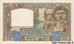 20 Francs TRAVAIL ET SCIENCE FRANCE  1939 F.12.01 TTB+ à SUP