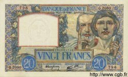20 Francs TRAVAIL ET SCIENCE FRANCE  1940 F.12.10