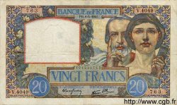 20 Francs TRAVAIL ET SCIENCE FRANCE  1941 F.12.14 pr.TTB