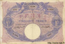 50 Francs BLEU ET ROSE FRANCE  1900 F.14.12 TB+ à TTB